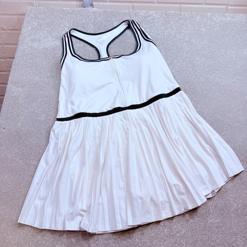 Varley Jane Court Dress NWT 1X White Forest Green Pleated Tennis Prep Golf Dress - Picture 8 of 16